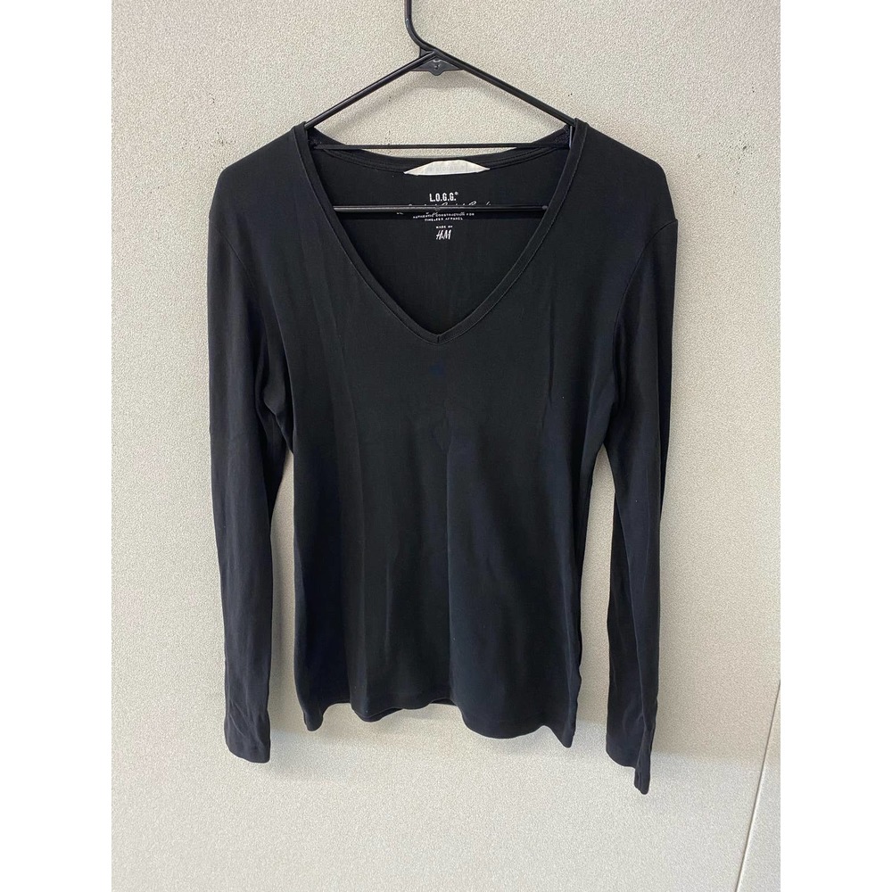 Label of Graded Goods Women's Black V-Neck Long Sleeve Top Size L